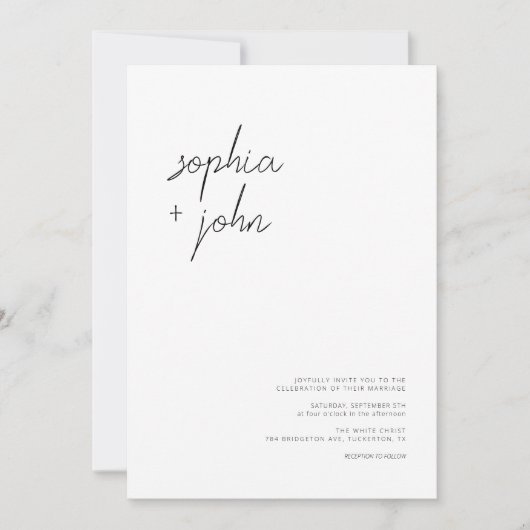 写真ミニマルモダンが一つ結婚に収まる 招待状 (正面)