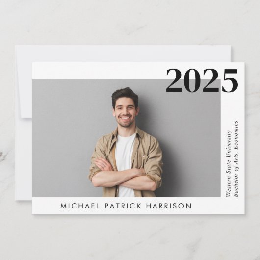 写真ミニマルモダンの卒業 案内状 (正面)