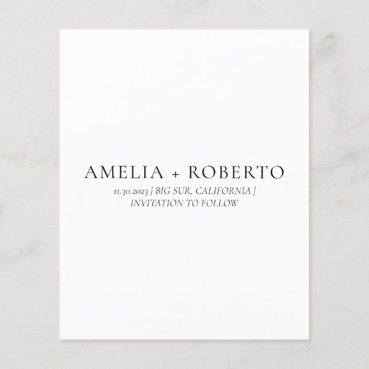 写真ミニマルモダンカードの日付を保存 チラシ (裏面)