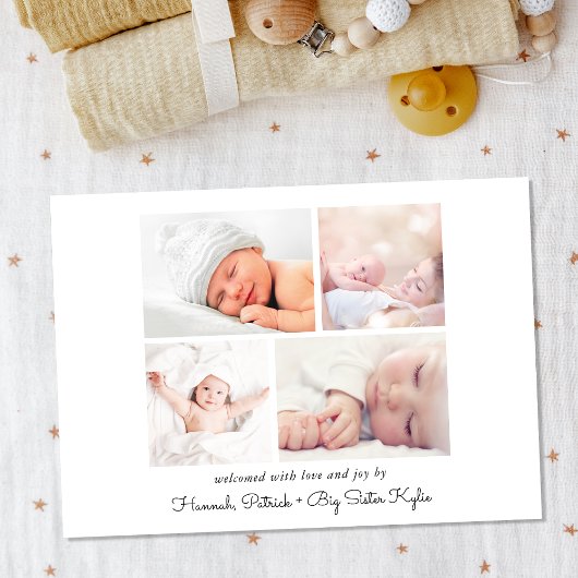 写真ミニマルモダンコラージュの誕生発表