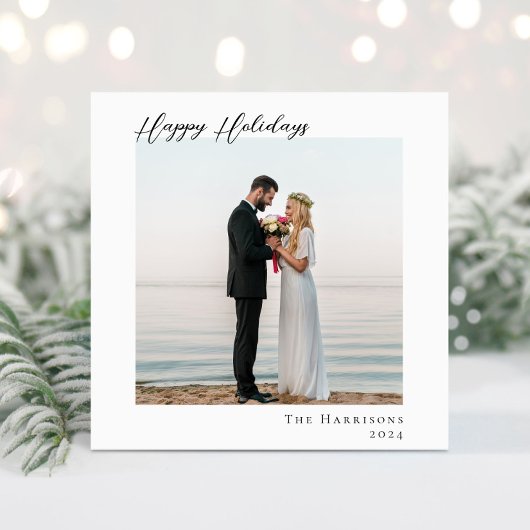 写真ミニマルモダンハッピーホリデーズクリスマス シーズンカード