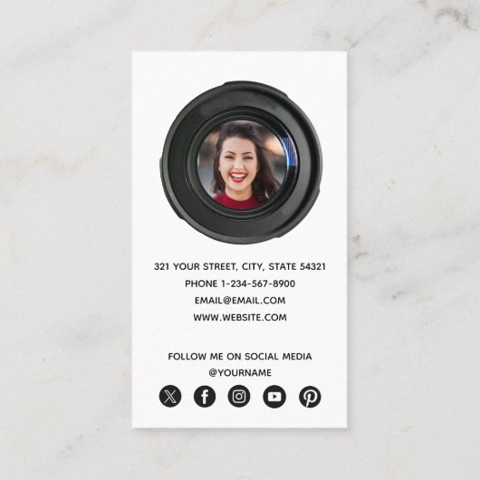 写真ミニマルモダン主義ソーシャルメディアQRコード 名刺 (裏面)