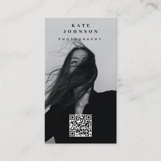 写真ミニマルモダン主義ソーシャルメディアQRコード 名刺 (正面)