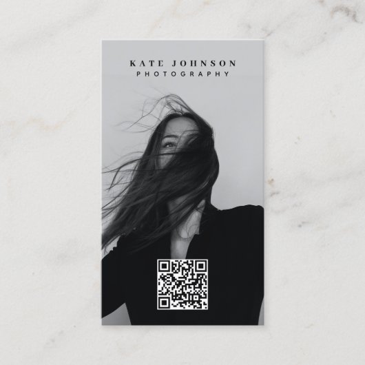 写真ミニマルモダン主義ソーシャルメディアQRコード 名刺 (正面)