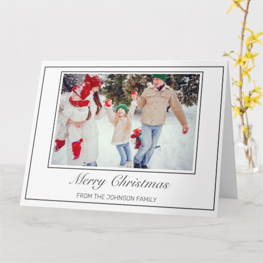 写真ミニマルモダン主義メリークリスマスグリーティング カード (黄色い花)