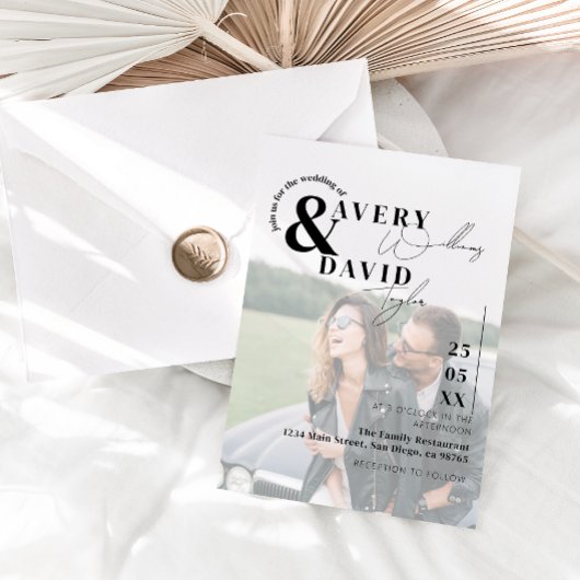 写真ミニマルモダン写真シンプル結婚の 招待状