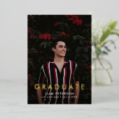 写真ミニマルモダン卒業箔の発表 箔招待状 (立ち正面)