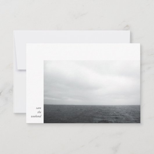 写真ミニマルモダン白黒結婚の週末 セーブザデート (正面)