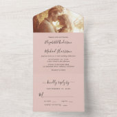 写真ミニマルモダン赤面結婚の オールインワン招待状 (内側)