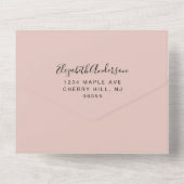 写真ミニマルモダン赤面結婚の オールインワン招待状 (裏面)