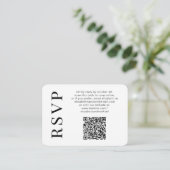 写真ミニマルモダンQRコード結婚式RSVP エンクロージャーカード (スタンド正面)