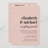 写真ミニマルモダンQRコード赤面結婚 招待状 (正面/裏面)