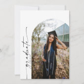 写真ミニマル付きアーチ卒業式パーティー 招待状 (正面)
