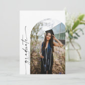 写真ミニマル付きアーチ卒業式パーティー 招待状 (スタンド正面)