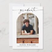 写真ミニマル付きアーチ卒業式パーティー 招待状 (正面)