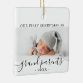写真ミニマル付き祖父母初めてのクリスマス セラミックオーナメント (右)