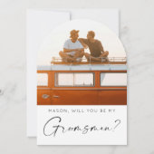 写真ミニマル付きGroomsman Proposal Card 招待状 (正面)