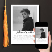 写真ミニマル卒業パーティータッセル白黒 招待状