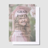 写真ミニマル卒業パーティー | エレガント ベラム紙招待状 (オフセット)