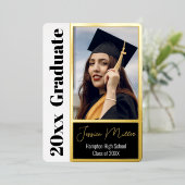 写真ミニマル卒業パーティー 箔招待状 (立ち正面)