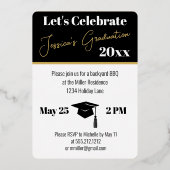 写真ミニマル卒業パーティー 箔招待状 (裏面)