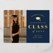 写真ミニマル卒業式 箔招待状 (正面)