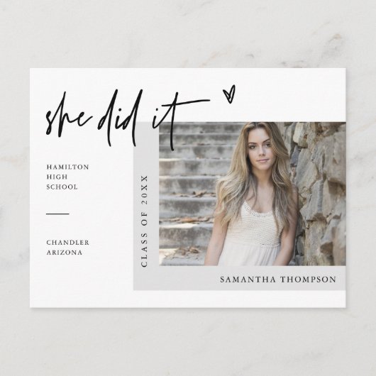 写真ミニマル卒業発表 ポストカード (正面)