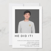 写真ミニマル彼がIt白黒卒業 招待状 (正面)