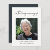 写真ミニマル悔やみや弔慰エレガントメモリアルありがとう インビテーションポストカード (正面/裏面)