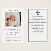 写真ミニマル悔やみや弔慰葬儀祈りの言葉カード (正面&裏面)