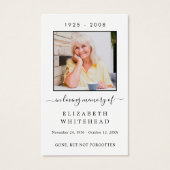 写真ミニマル悔やみや弔慰葬儀祈りの言葉カード (正面)