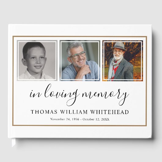 写真ミニマル悔やみや弔慰葬式の水彩 ゲストブック (正面)