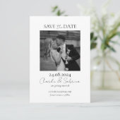 写真ミニマル日付の保存結婚式招待状 セーブザデート (スタンド正面)