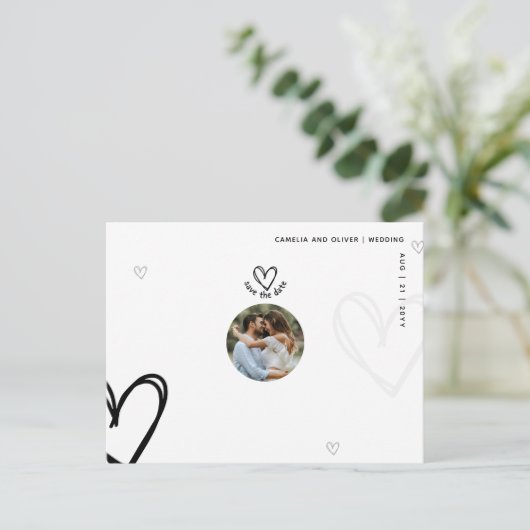 写真ミニマル日付の保存 – 予算品質 ポストカード (スタンド正面)