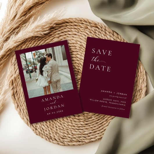 写真ミニマル日付の保存 招待状