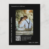 写真ミニマル日付の保存QRコード予算ブラック ポストカード (正面)