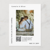 写真ミニマル日付QRコードのコストを保存救する ポストカード (正面)