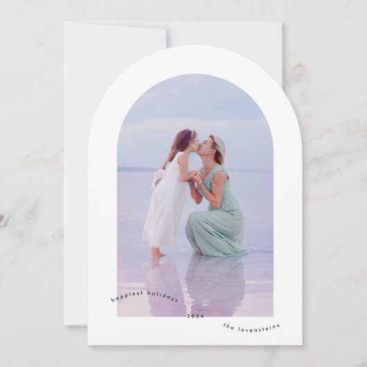 写真ミニマル最エレガントも幸せなアーチクリスマスカード 招待状 (正面)