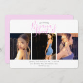 写真ミニマル甘い16誕生日パーティー 招待状 (正面/裏面)