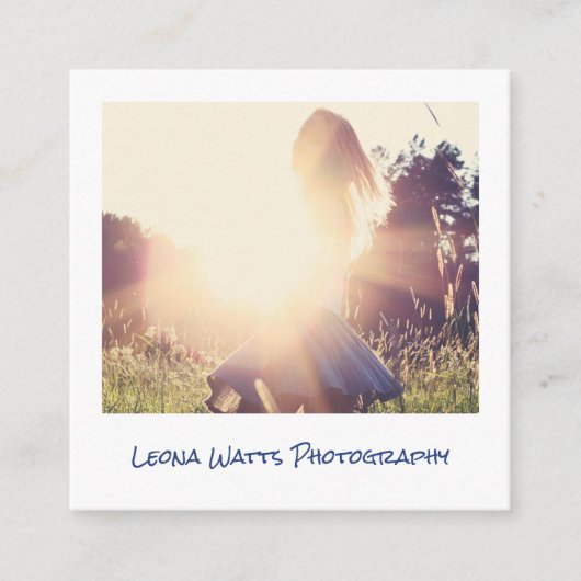 写真ミニマル白モダン色写真家 スクエア名刺 (正面)