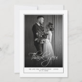 写真ミニマル白黒結婚のサンキューカード サンキューカード (正面)