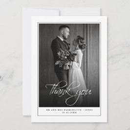 写真ミニマル白黒結婚のサンキューカード サンキューカード