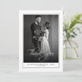 写真ミニマル白黒結婚のサンキューカード サンキューカード (スタンド正面)