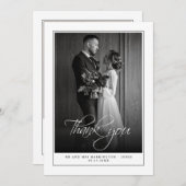 写真ミニマル白黒結婚のサンキューカード サンキューカード (正面/裏面)
