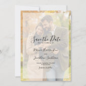 写真ミニマル白黒結婚式の日付の保存 セーブザデート (正面)