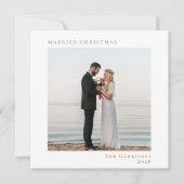 写真ミニマル結婚したモダンクリスマス白金ゴールド シーズンカード (正面)
