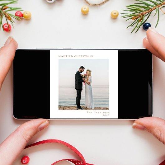 写真ミニマル結婚したモダンクリスマス白金ゴールド シーズンカード