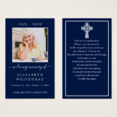 写真ミニマル葬儀ケルト祈りの言葉カード海軍 (正面&裏面)