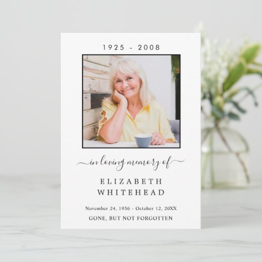 写真ミニマル葬儀祈りの言葉カード サンキューカード (スタンド正面)