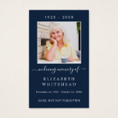 写真ミニマル葬儀祈りの言葉ネイビーカード (正面)